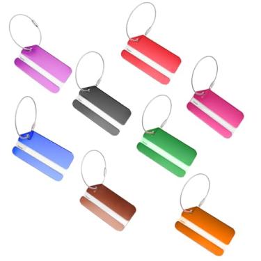 Imagem de Pacote com 8 etiquetas de bagagem, porta-cartões de visita, etiqueta de alumínio para identificador de bagagem de viagem, adequado para malas de viagem, identificador de bagagem