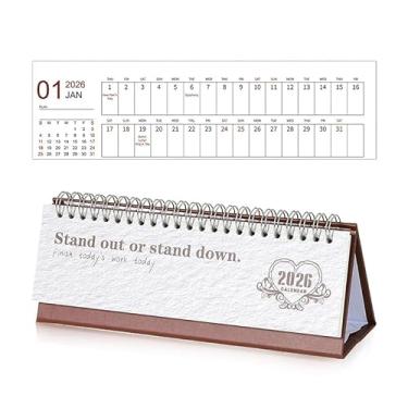 Imagem de Mini calendário inglês 2026, agenda de mesa com encadernação em espiral com espaço de gravação diário (branco-vermelho)
