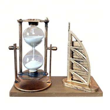 Imagem de Vintage Desktop Bronze Ampulheta Decoração Náutica para Escritório em Casa Mesa Escola Sala de Estar Quarto Decorativo Funcional Areia Temporizador Ornamento Histórico Acessório Marco Marco (Veleiro)