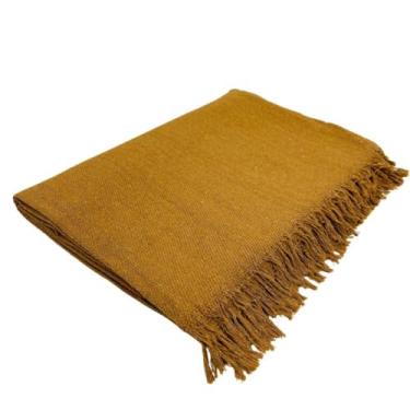 Imagem de Manta de Sofá Gigante 210x120cm em Algodão – Manta Artesanal para Sofá e Cama Decorativa(Caramelo)