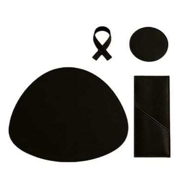 Imagem de Jogo Americano Sousplat em Couro + Porta Copo + Porta Talher e Guardanapo Casa Decoração Restaurante para Casa e Restaurante Brasileiro(KIT COM 6 JOGOS,PRETO Orgânico)