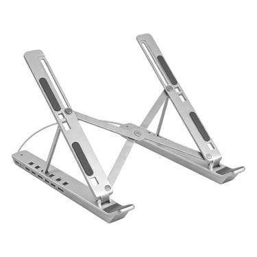 Imagem de Base para Portátil com Docking Station | Porta-Tablet Dobrável com Refrigeração USB - Base Iluminação RGB para Computador - Para Escritório Casa e Carregamento Monitor