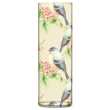 Imagem de CEBUGI Vaso de flores Vivid Birds 10 cm x 30 cm Vaso cilíndrico para flores, vaso transparente inquebrável para decoração de casa de festa de casamento