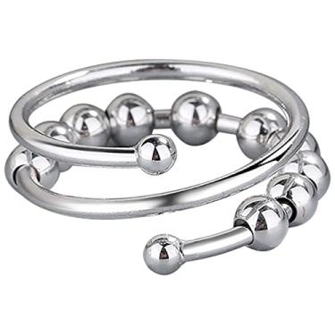 Imagem de ZJchao Anel Giratório Feminino Ajustável, Anel para Alívio de Ansiedade, Alívio do Estresse, Feminino, Masculino, Ouro, Prata, Cobre, Joias Hipoalergênicas, Presente 2cm (04)