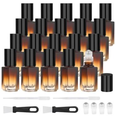 Imagem de Segbeauty 20 frascos de rolo a granel de 2,8 g para óleos essenciais, frascos de rolo de óleo de perfume de vidro âmbar recarregáveis, aplicador de bola de rolo vazio de 3 ml, recipiente líquido