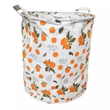 Imagem de Cesto Organizador de Lavanderia Dobrável Tecido Versátil para Guardar Roupa e Mais(laranja)