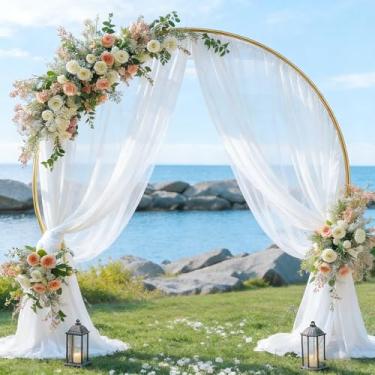 Imagem de Shillance Tecido branco drapeado para arco de casamento, 3 pacotes de 73,7 cm x 5,8 m de tecido transparente, cortina de arco, cortina de teto, para decoração de festa de aniversário de casamento