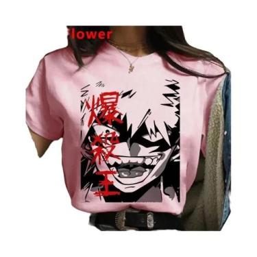 Imagem de Camiseta Branca Feminina My Hero Academia Bakugou Harajuku Kawaii Top 