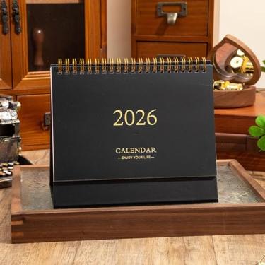 Imagem de Calendário de mesa 2026 em pé, dobrável, colorido, calendário mensal para mesa com adesivos, anel de metal, encadernação de fio duplo para escritório, escola, casa