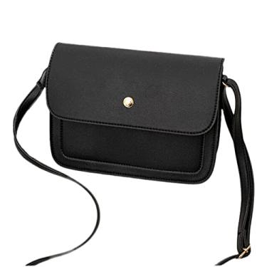 Imagem de Bolsa de ombro feminina padrão sólido com fecho botão transversal multipropósito para uso diário viagens compras e ocasiões casuais jovens damas