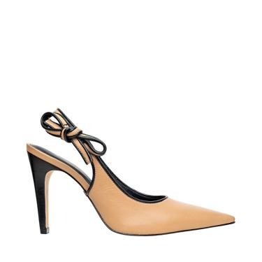 Imagem de Sapato Carrano Slingback Laço Bicolor Couro Bege Toffee