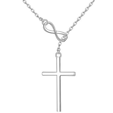 Imagem de zocare Colar com cruz infinita, prata, estilo lariat, joia religiosa