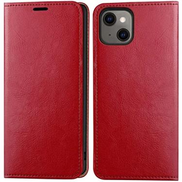 Imagem de GANYUU Couro [TPU Inner Shell] Capa de telefone flip, para Apple iPhone 14 Plus capa 6,7 polegadas 2022 Folio Stand Cover Wallet [porta-cartão] coldre (cor: vermelho)