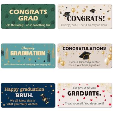 Imagem de Resurhang 6 peças engraçadas graduação dinheiro e porta-cartões graduação dinheiro dinheiro presente aniversário presente cheque classe lembrancinha festa 6 desenhos festivos feriado com 10