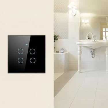 Imagem de Interruptor de luz de parede de toque inteligente WiFi, painel de vidro temperado, botões retroiluminados, fio neutro/ativo necessário, controle RF433 para caixa de parede padrão, iluminação e