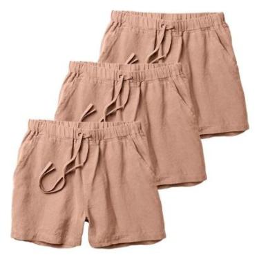 Imagem de Kit 3 Shorts Linho Premium Bermuda Masculina Moda Praia Luxo-Masculino