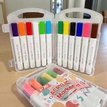 Imagem de Conjunto canetinha caneta Acrílica Marcador de 12/24/36/48 Cores Caneta À Prova D'água Pincel Especial (12)