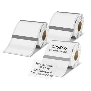 Imagem de ORGBRO Etiquetas térmicas para etiquetadora portátil Z3, 40 x 30 mm, 230 etiquetas/rolo, 3 rolos, preto em transparente