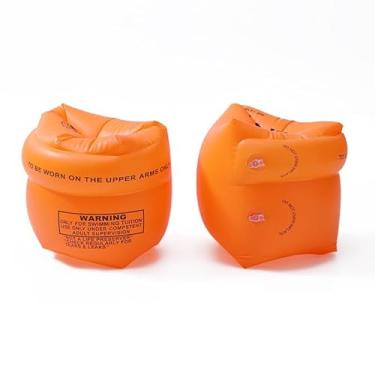 Imagem de 2 boias infláveis de braço para crianças, asas de água infláveis para crianças, faixas de braço flutuantes para crianças e adultos de 13,6 a 68 kg (laranja)