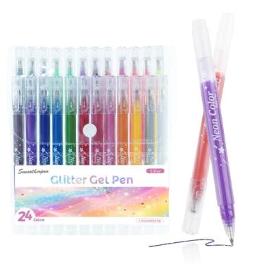 Imagem de SMOOTHERPRO Canetas de gel com glitter metálico | Pacote com 24 | Ponta de 1,0 mm Glitter Brilhante Biro | Canetas de gel para colorir livros, cartões, diário, artesanato, desenho, escrita (GLP024C) |