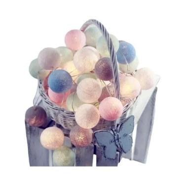 Imagem de Luzes De Cordão De 20 LEDs Em Forma De Bolas De Algodão, Decorações De