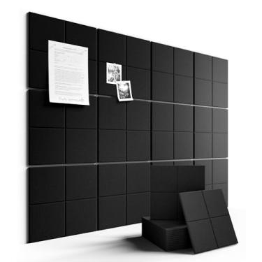 Imagem de Fluxynara Quadro de avisos grande de feltro 122 cm x 91 cm Alternativa para quadro de cortiça - pacote com 12 com 70 abas adesivas removíveis seguras, quadros de cortiça para paredes, quadro de