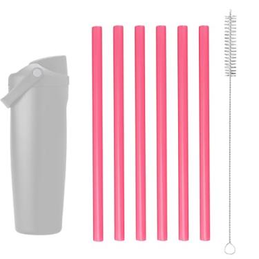 Imagem de 6 peças de substituição de canudo compatível com garrafa de água Owala FreeSip Sway de 850 g, canudo de plástico com escova de limpeza acessórios reutilizáveis peças para garrafas de água isoladas