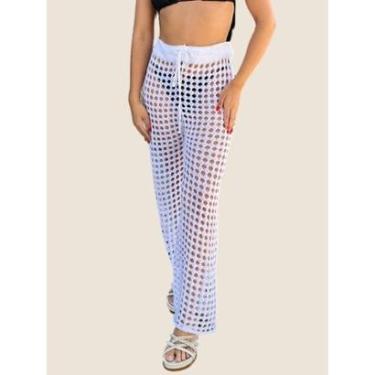Imagem de Calça Saída de Praia Feminina Tricot Flare Premium Piscina Moda Verao-Feminino