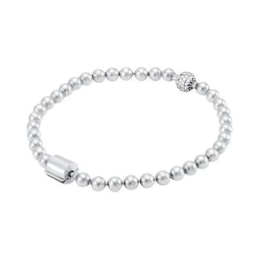 Imagem de Pulseira De Pérola De Prata 925 Com Fecho De Borboleta Rosa Amor 17-21