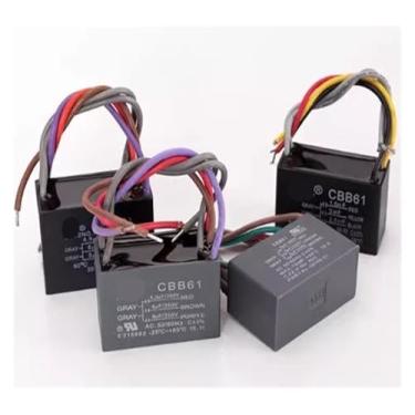 Imagem de Capacitor preto CBB61 1,5 uF + 2,5 uF 3 fios AC 250V 50/60Hz para ventilador de teto capacitor eletrolítico de alumínio fixo