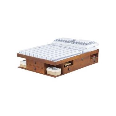 Imagem de Cama Queen Size com Gavetas Bali - Caramelo - Meu Móvel de Madeira Marrom