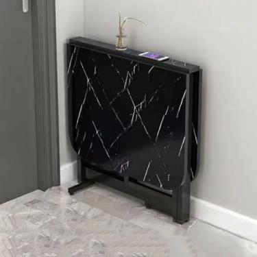 Imagem de ZXLPHA Mesa de jantar dobrável, mesa de cozinha extensível com textura de mármore extensível, com economia de espaço, para casa, sala de costura, sala de artesanato