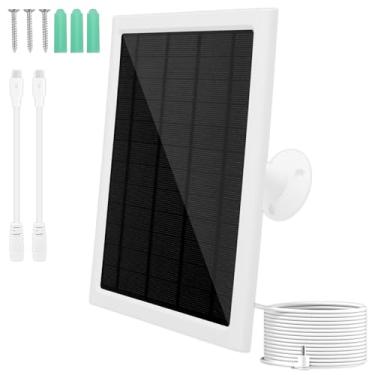 Imagem de MABCIRY Painel solar ABS 6W para câmera de segurança, painel recarregável por USB com cabo de carregamento de 3 metros, carregador solar impermeável IPX6, regulador de tensão embutido