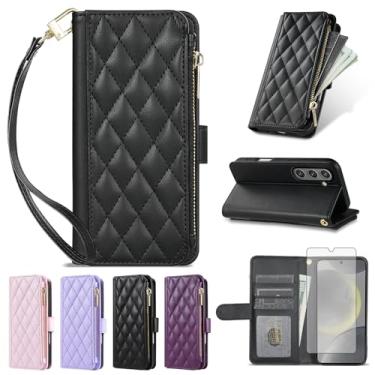 Imagem de Furiet Argyle Capa carteira para Samsung Galaxy S24 Plus/S25 Plus S24+ S25+ 5G com protetor de tela, suporte para cartão, capa de telefone para S24Plus 24S + S 24 24+ S25Plus 25S 25+ SM-S936U preta