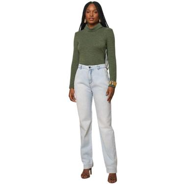 Imagem de Calça Jeans Lado Avesso Reta Delave Azul Tam. 42-Feminino