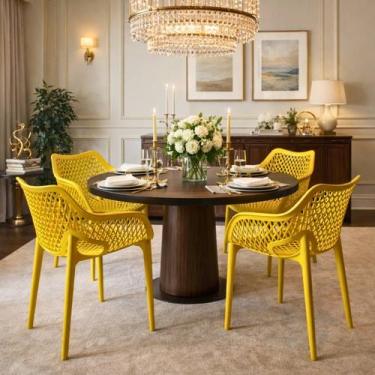 Imagem de Kit 4 Cadeira Poltrona Suits Amarela Sala Jantar Restaurante - Top Cha