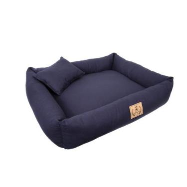Imagem de Cama Conforto para Cachorro e Gato Pet - Bichinho Chic, Azul escuro, M