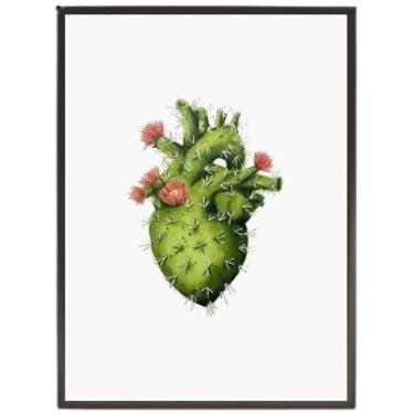 Imagem de Quadro Decorativo Coração De Cacto Com Vidro 24X18Cm