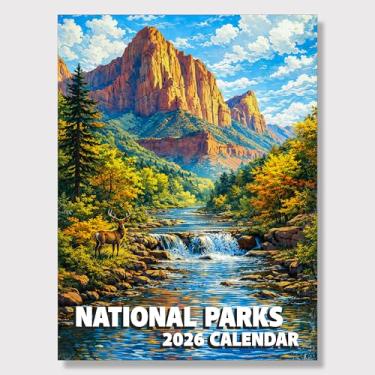 Imagem de Calendário de Parques Nacionais 2026 - Calendário de parede 12 parques nacionais dos EUA, 21,6 cm x 30,5 cm, pôster vintage para casa ou escritório (1)