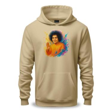 Imagem de Moletom Unissex Canguru Algodão e Poliéster Estampa Sathya Sai Baba Lí