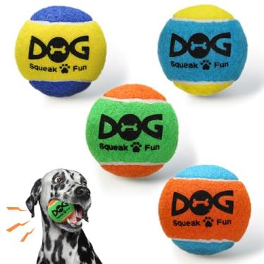 Imagem de INSUM Bolas estridentes para cães, bolas de brinquedo de cachorro estridentes para buscar, brinquedos engraçados para mastigar filhotes, Squeaker embutido, ideia para presente de aniversário de