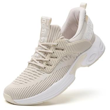 Imagem de wanhee Tênis feminino sem cadarço para caminhada, Bege, 38