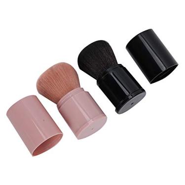 Imagem de KIMISS Conjunto de Pincéis Retráteis para Blush Em pó de 2 Unidades – Pincel de Maquiagem Facial Profissional para pó Solto e Contorno, Design Ergonômico, Cerdas Macias, Uso Versátil Em Preto e Rosa