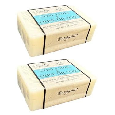 Imagem de The Grecian Soap Company Clean Beauty Sabonete em barra de leite de cabra e azeite de oliva em bergamota - Pacote com 2 barras perfumadas totalmente naturais de 170 g para homens e mulheres, azeite de
