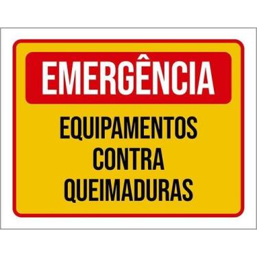 Imagem de Kit 3 Placas Emergência Equipamento Contra Queimaduras - Sinalizo