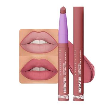 Imagem de Batom 2 em 1, acabamento fosco de veludo, suave e volumoso, 12 cores de lábios universais - rosa nude rosa malva ameixa, fórmula cremosa para maquiagem labial, uso durante todo o dia, sem crueldade