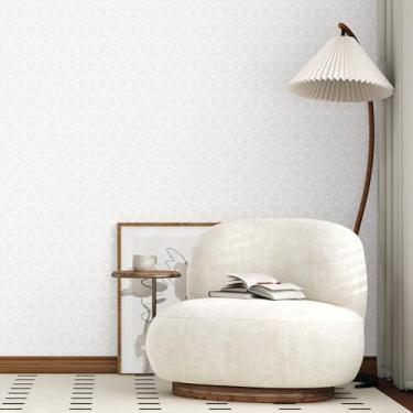 Imagem de EPPKILY Papel de parede geométrico cinza para descascar e colar papel de parede floral moderno para quarto de berçário Boho papel de contato removível decorativo para armários gaveta bancadas rolo de