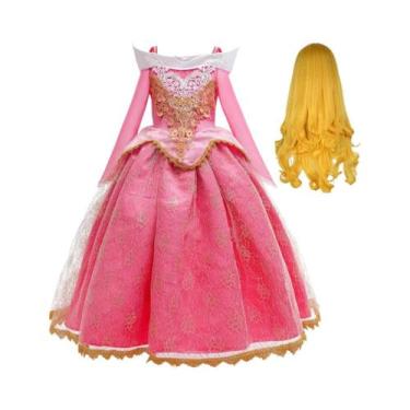 Imagem de Fantasia De Princesa Aurora Para Crianças, Vestido off Shoulder Com Re