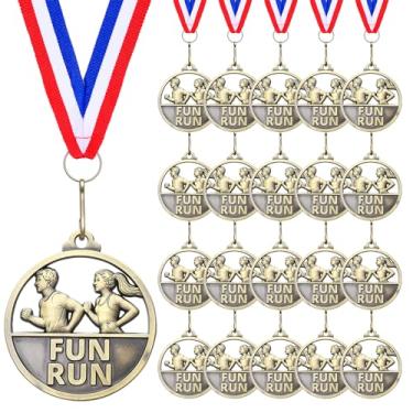 Imagem de Huquary 30 medalhas de prêmio cross country a granel 5 cm ouro divertido corrida medalhas 1º vencedor troféu com fitas de pescoço torneios cross country equipe de competição esportiva adulto