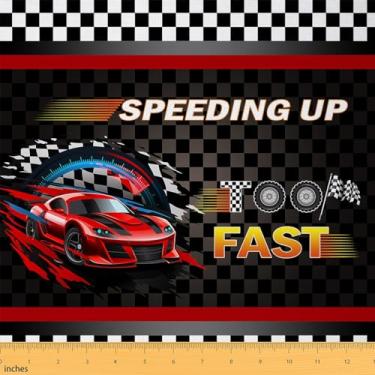 Imagem de Tecido com tema de corrida por jarda, material aquarela vermelho para meninos por jarda, painéis de tecido xadrez preto e branco, tecido de costura esportiva de velocidade extrema, 2 metros, 182 cm C